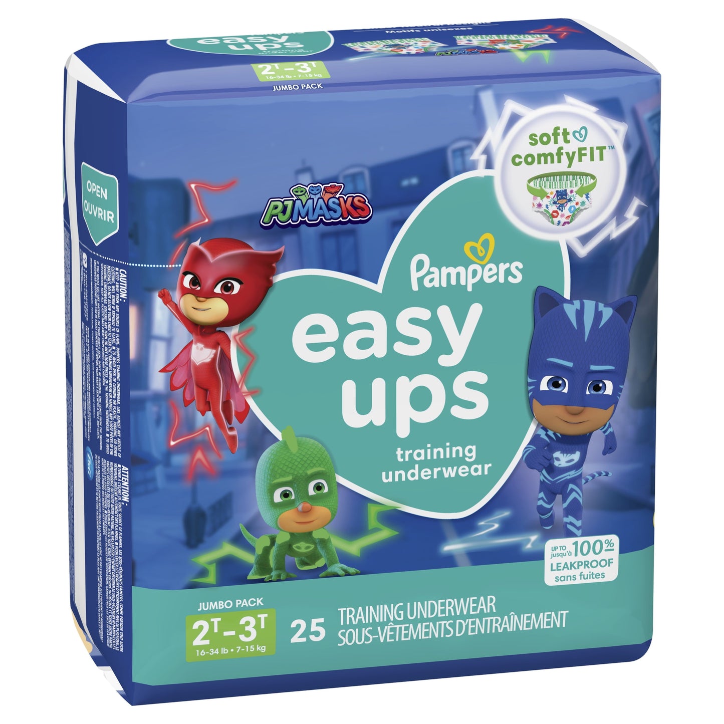 Pampers Easy Ups PJ Masks Training Pants Toddler Boys Size 2T/3T 25 Count