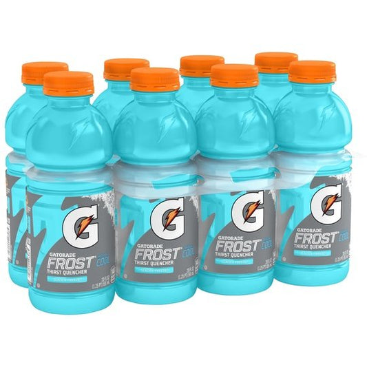 Gatorade Frost Glacier Freeze Thirst Quencher Sports Drink, 20 oz, 8 Pack Bottles