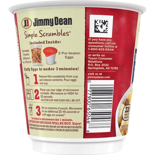 Jimmy Dean Simple Scrambles Meat Lovers Quick Breakfast Cup, 5.35 oz