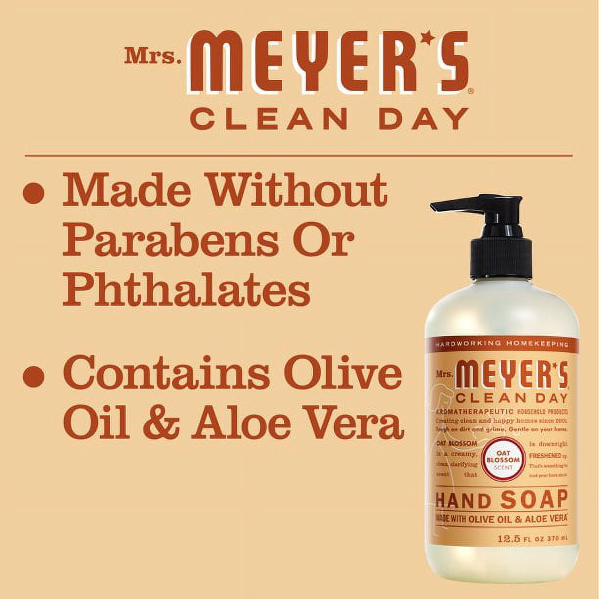 Mrs. Meyer's Clean Day Liquid Hand Soap, Oat Blossom Scent, 12.5 Ounce Bottle