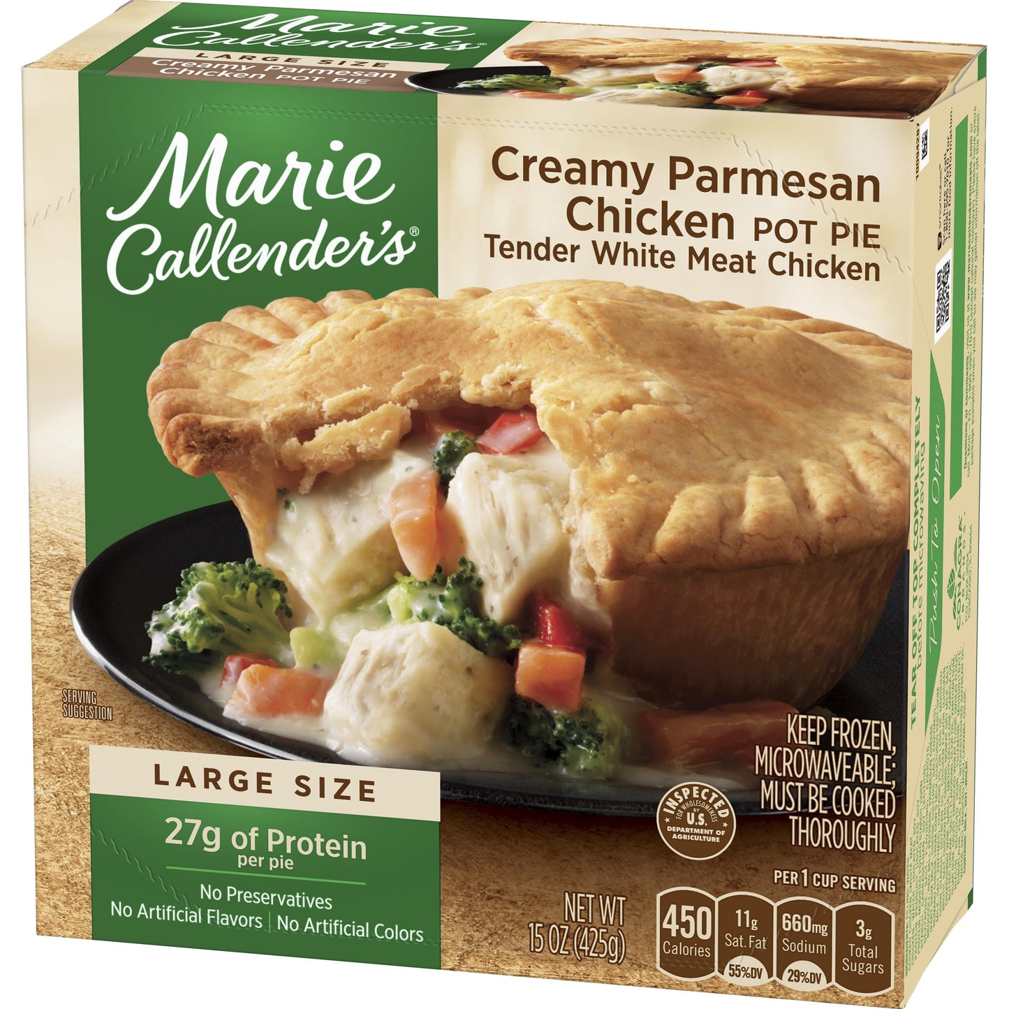 Marie Callender's Creamy Parmesan Chicken Pot Pie Frozen Meal, 15 oz (Frozen)