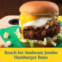 Sunbeam Jumbo Hamburger Buns, Enriched White Bread Burger Buns, 8 Count