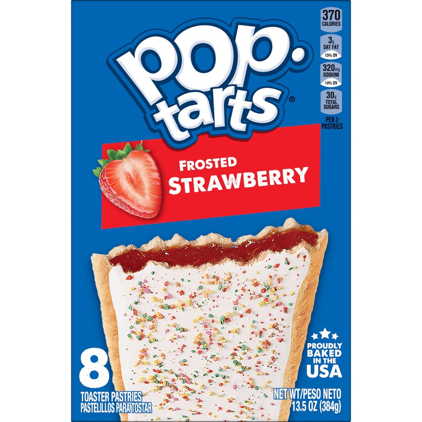 Pop-Tarts Frosted Strawberry Instant Breakfast Toaster Pastries, Shelf-Stable, Ready-to-Eat, 13.5 oz, 8 Count Box