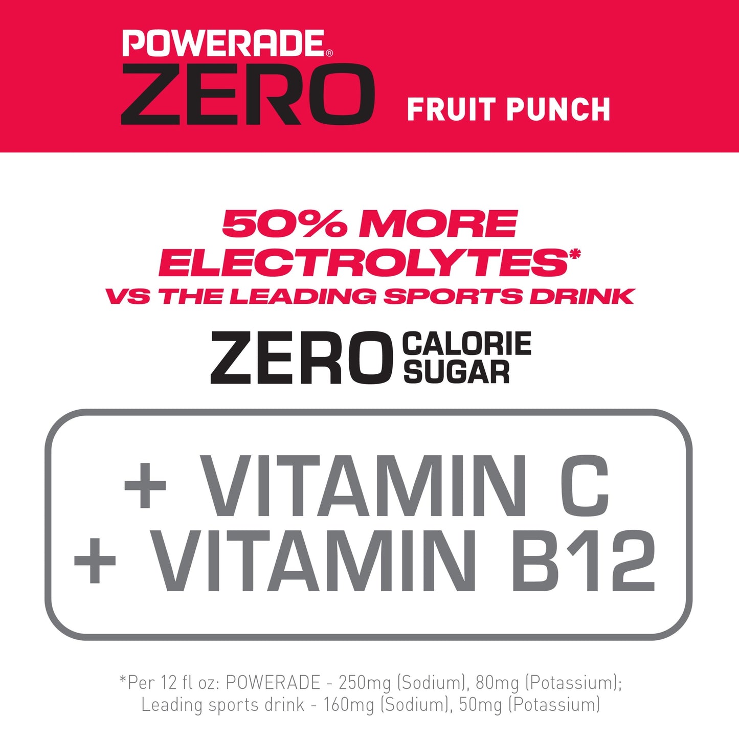 POWERADE Electrolyte Enhanced Zero Sugar Fruit Punch Sport Drink, 28 fl oz, Bottle