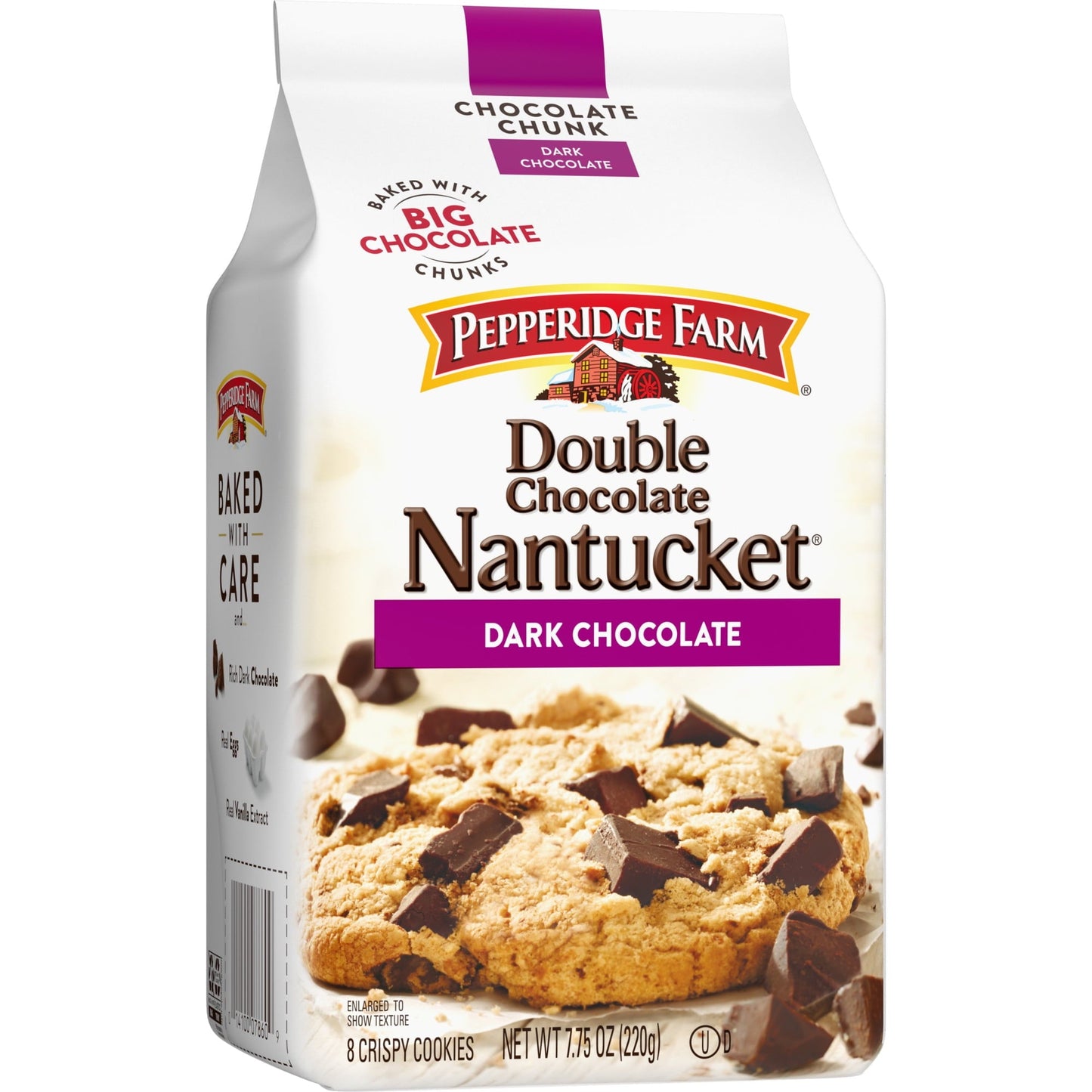 Pepperidge Farm Nantucket Crispy Double Dark Chocolate Chunk Cookies, 7.75 oz Bag (8 Cookies)