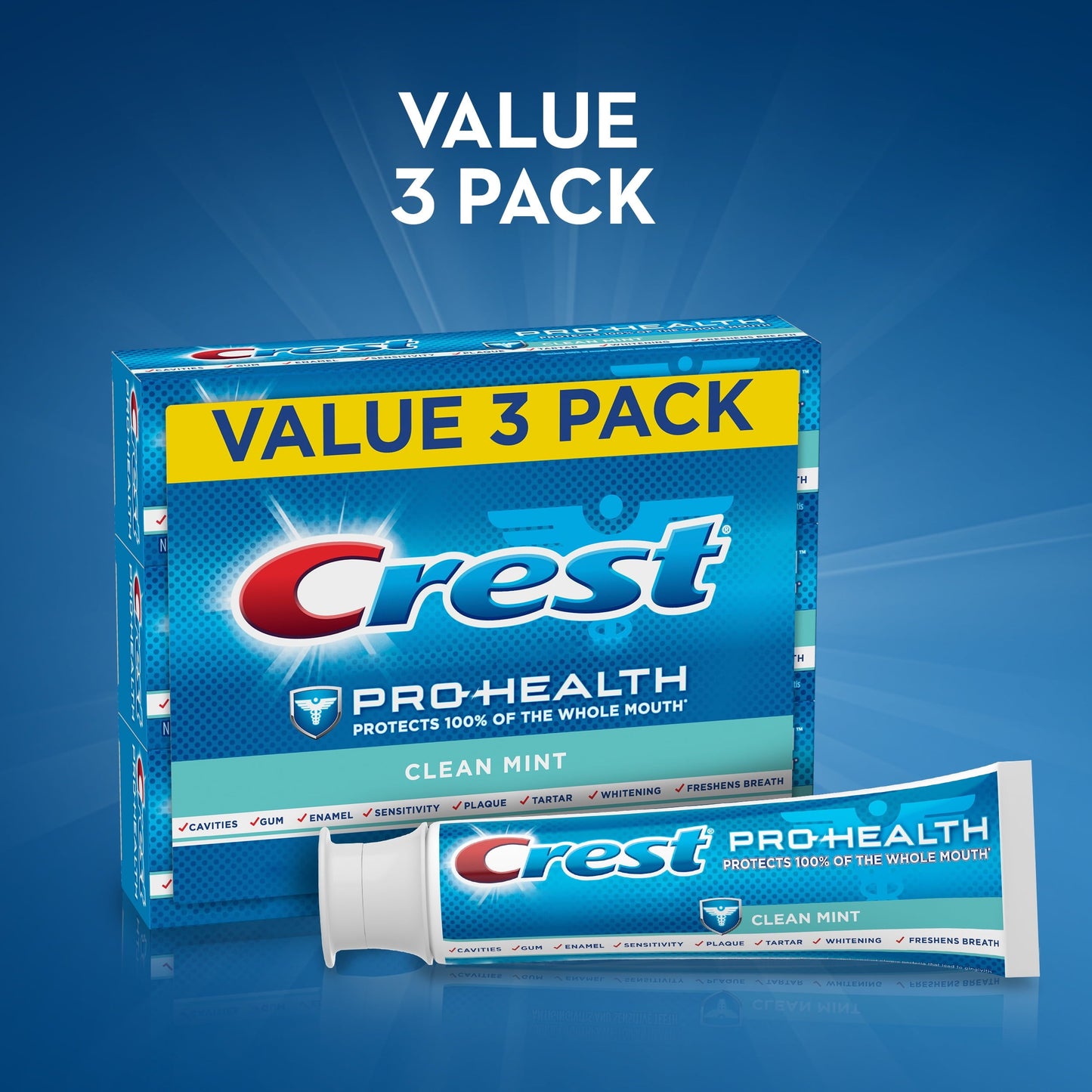 Crest Pro Health Smooth Formula Toothpaste, Clean Mint, 4.6 oz, 3 Pk