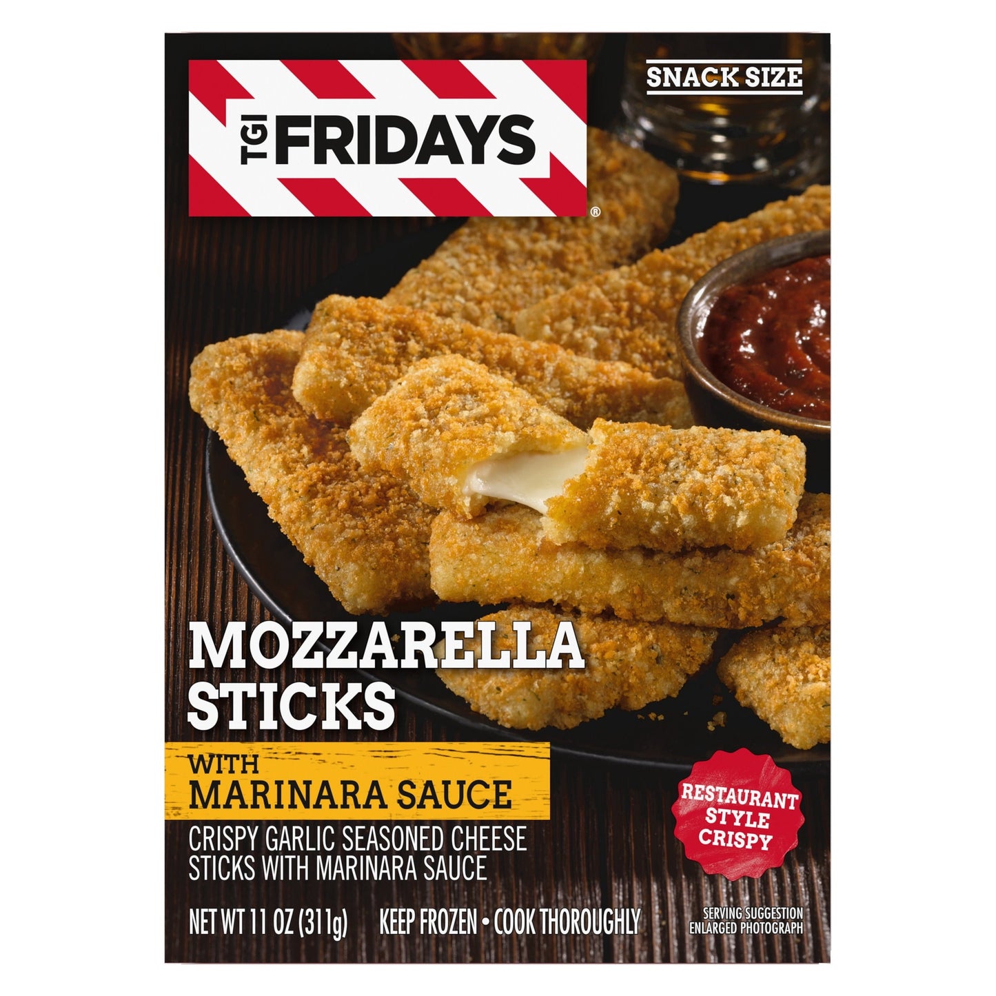 TGI Fridays Mozzarella Sticks Frozen Snacks with Marinara Sauce, 11 oz Box Regular