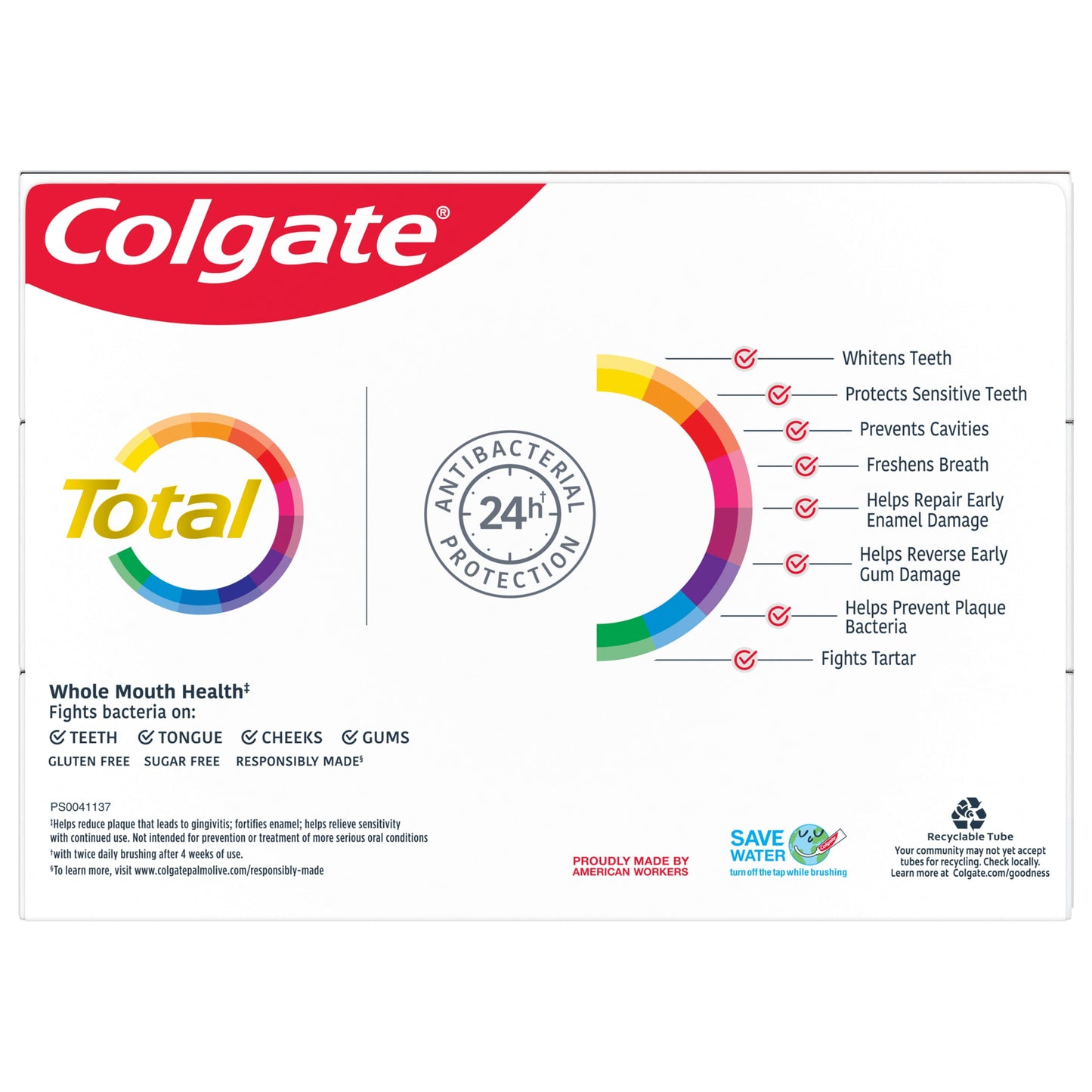 Colgate Total Whitening Toothpaste Gel, Mint, 3 Pack, 5.1 Oz Tubes