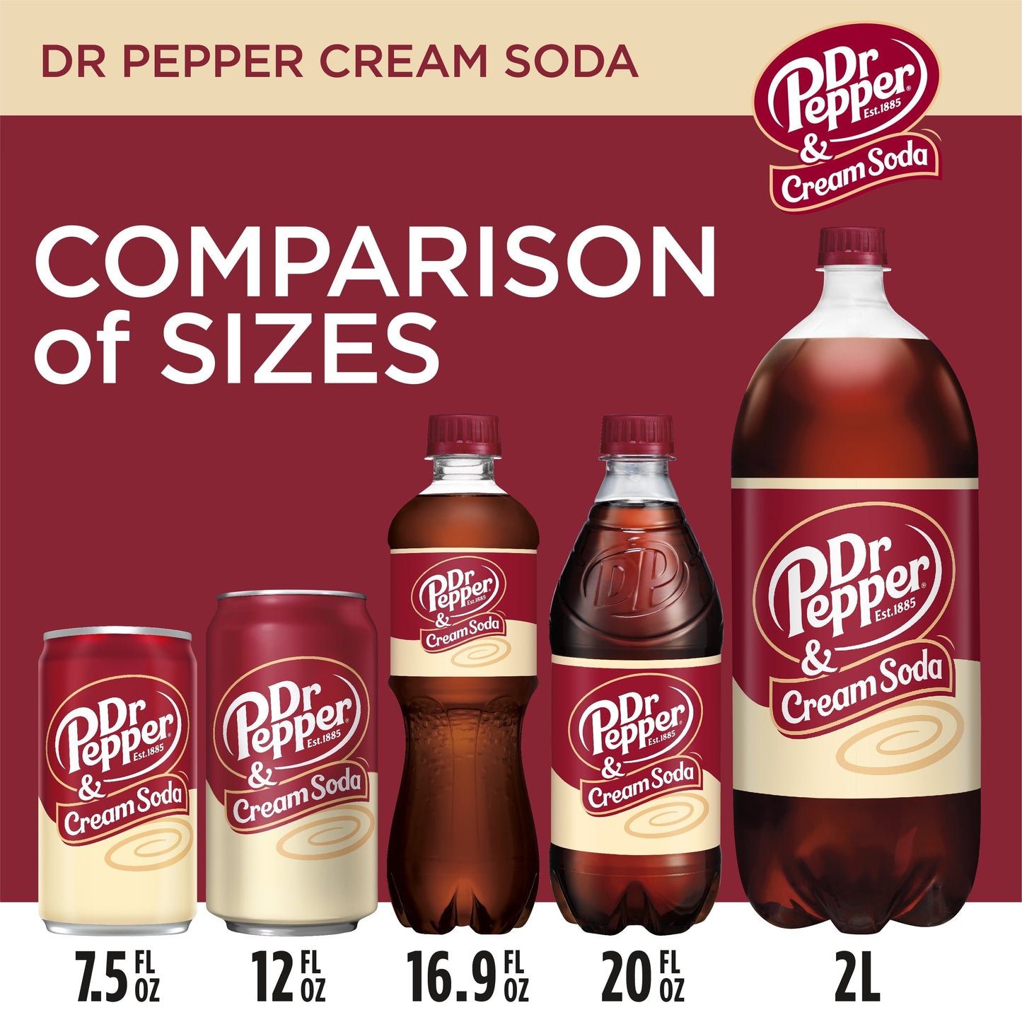 Dr Pepper & Cream Soda, .5 L bottles, 6 pack