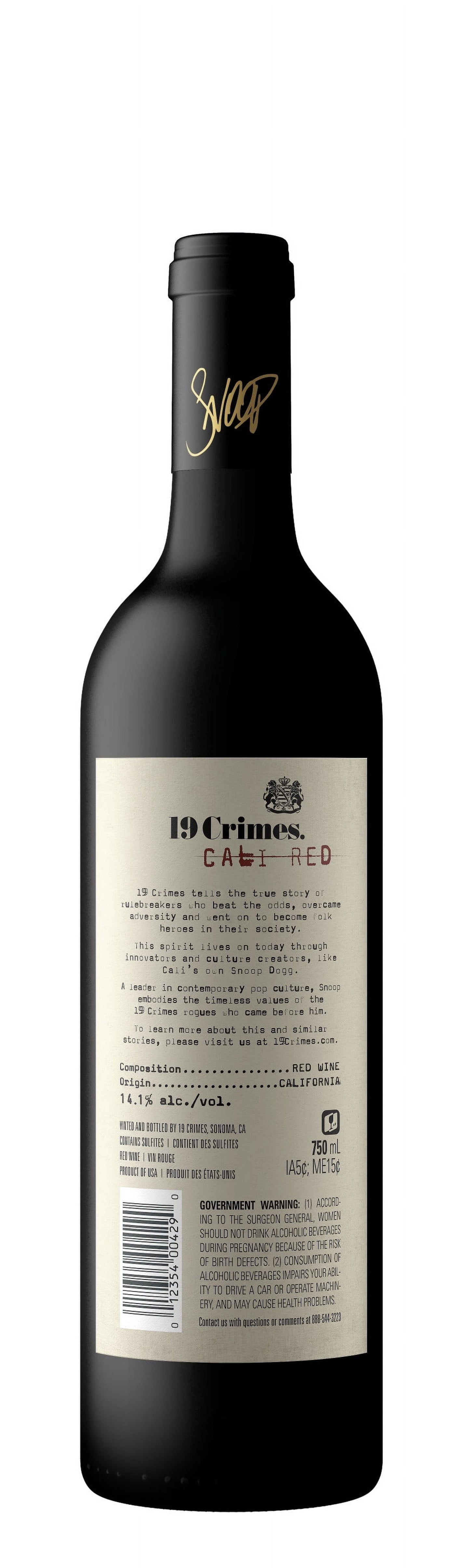 19 Crimes Snoop Dogg Cali Red California Red Wine, 750ml Bottle, 14.1% ABV