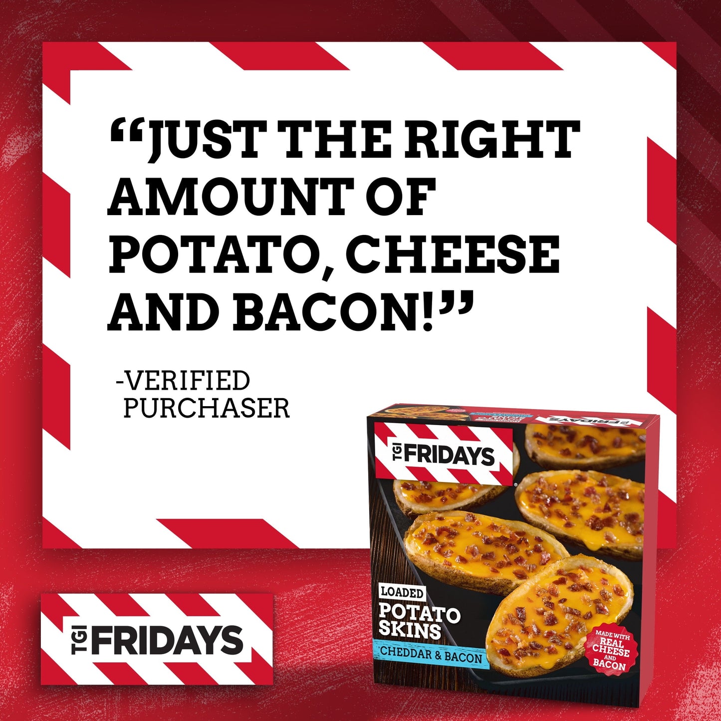 TGI Fridays Loaded Cheddar & Bacon Potato Skins Frozen Snacks & Appetizers, 13.5 oz Box Regular