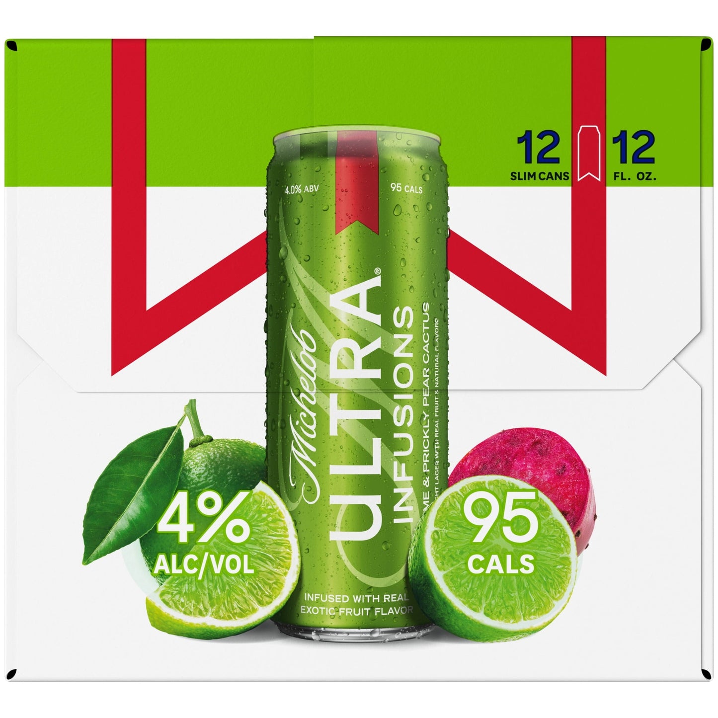 Michelob Ultra Infusions Lime & Prickly Pear Cactus Beer 12 Pack, 12 fl oz Cans, 4% ABV, Domestic