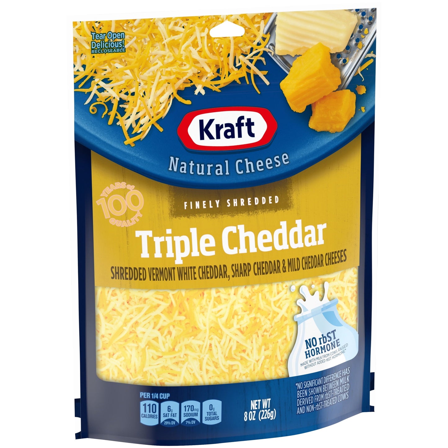 Kraft Triple Cheddar Finely Shredded Cheese, 8 oz Bag