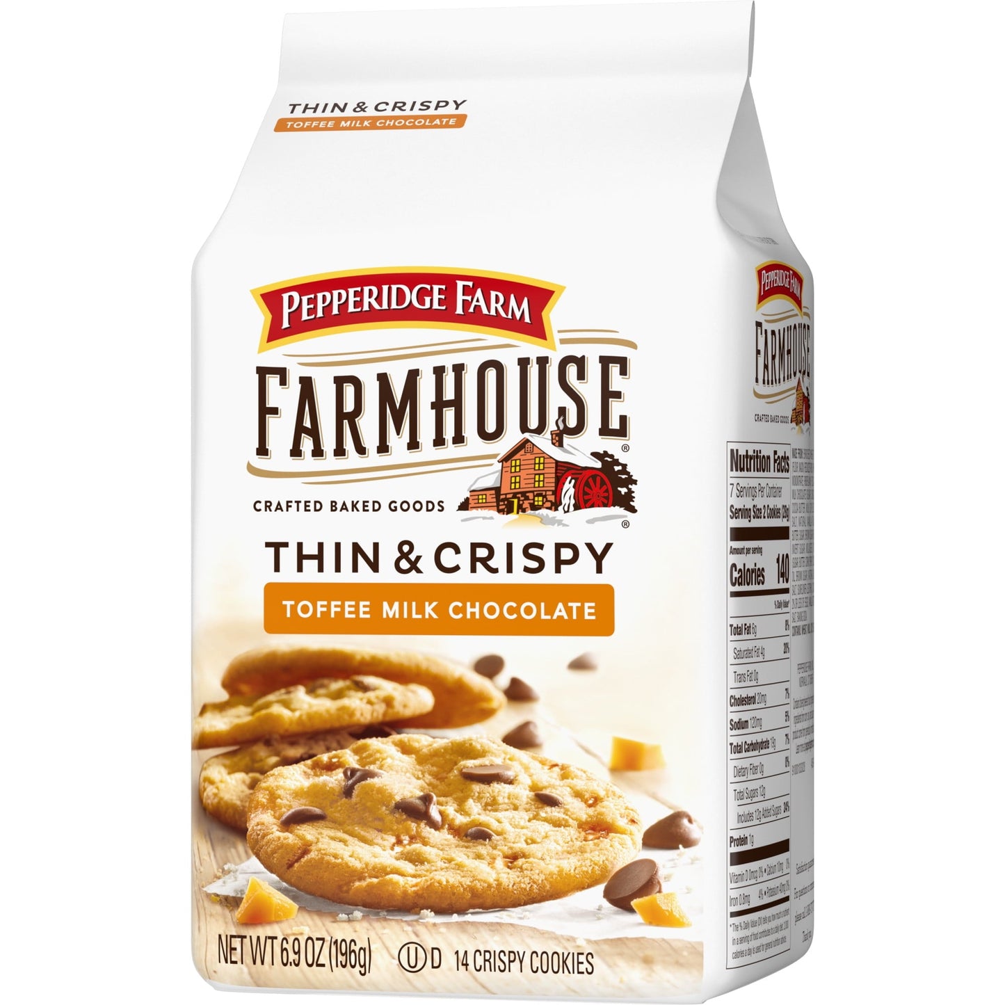 Pepperidge Farm Farmhouse Thin & Crispy Toffee Milk Chocolate Cookies, 6.9 oz. Bag