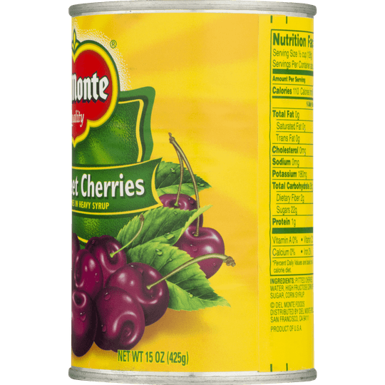 Del Monte Canned Dark Sweet Pitted Cherries, Heavy Syrup, 15 oz Can