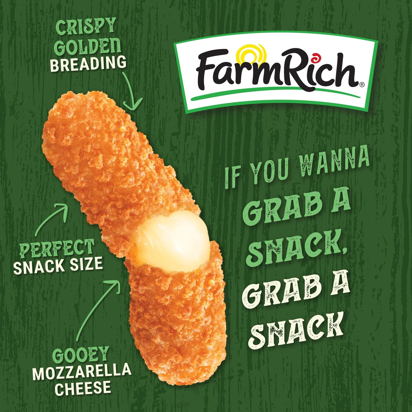 Farm Rich Breaded Mozzarella Cheese Sticks, Regular, 22 oz (Frozen)