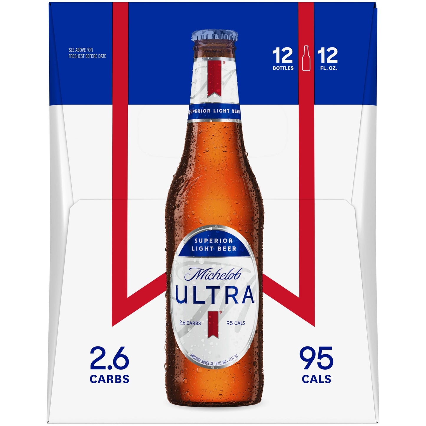 Michelob ULTRA Light Beer, 12 Pack, 12 fl oz Bottles, 4.2% ABV, Domestic