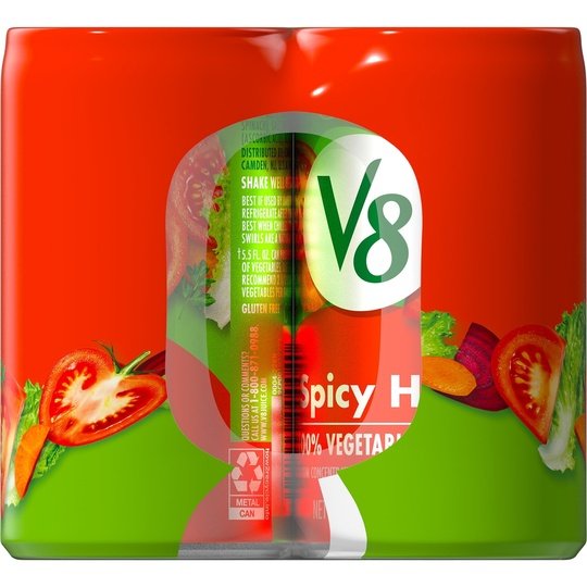 V8 Spicy Hot 100% Vegetable Juice, 5.5 fl oz Can (Pack of 8)