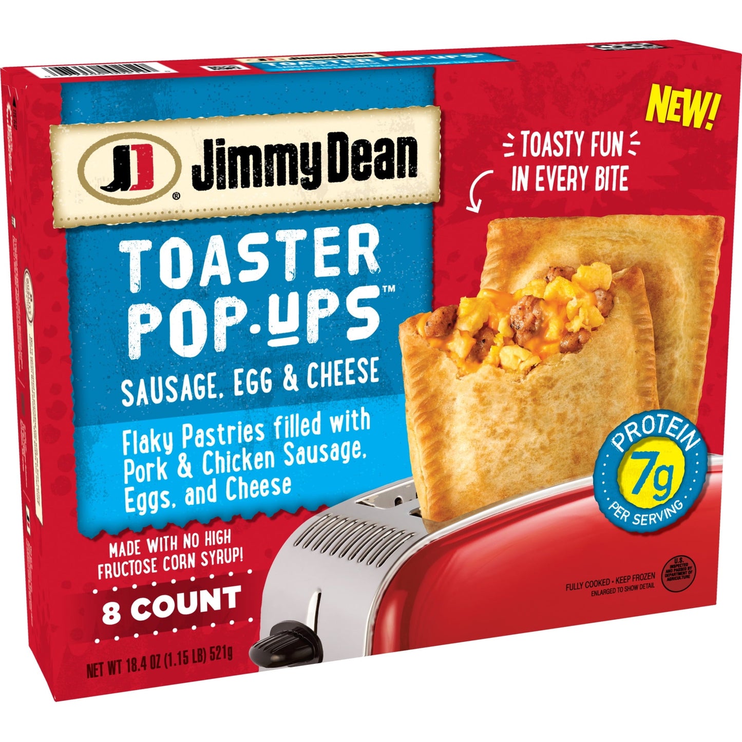 Jimmy Dean, Sausage, Egg & Cheese, Toaster Pop-Ups, 18.4 oz, 8 Count (Frozen)