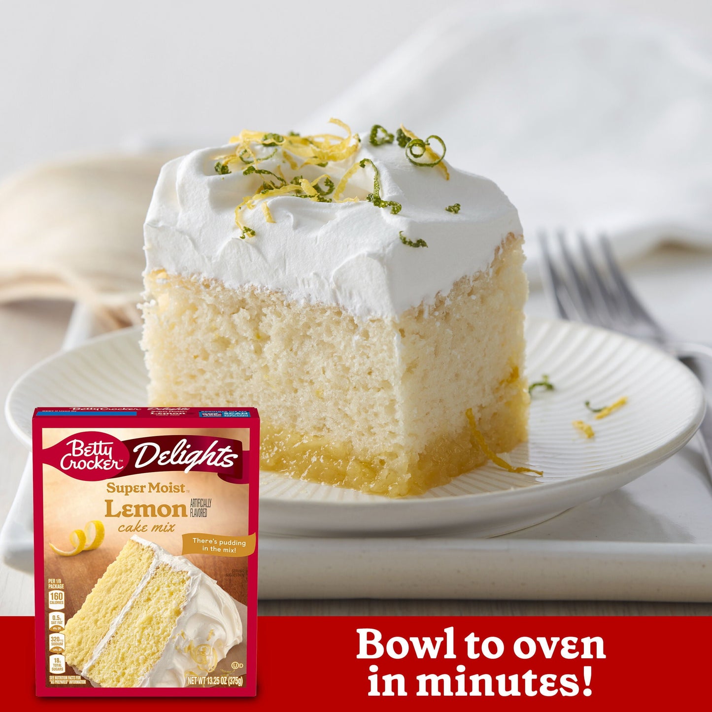 Betty Crocker Delights Super Moist Lemon Cake Mix, 13.25 oz.