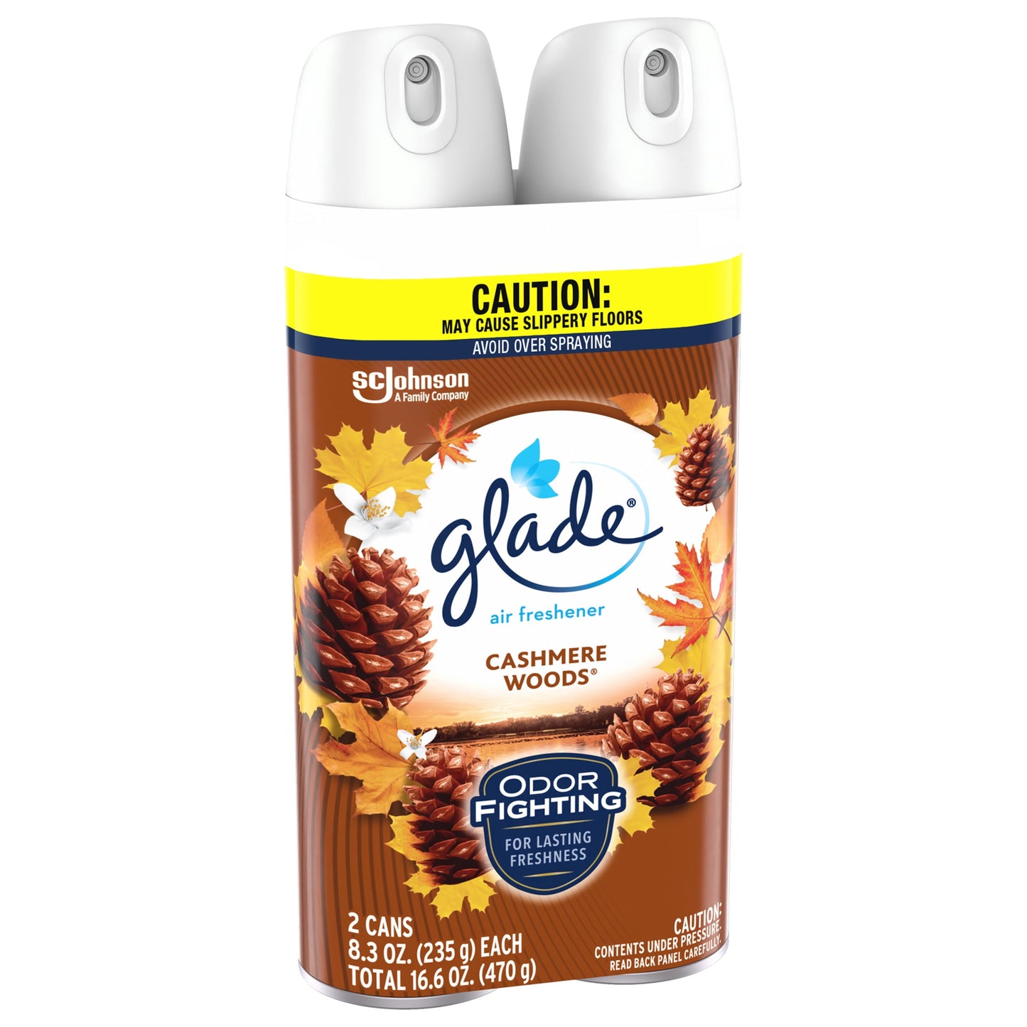 Glade Aerosol Spray, Air Freshener for Home, Cashmere Woods Scent, Fragrance Infused with Essential Oils, Invigorating and Refreshing, with 100% Natural Propellent, 8.3 oz, 2 Pack