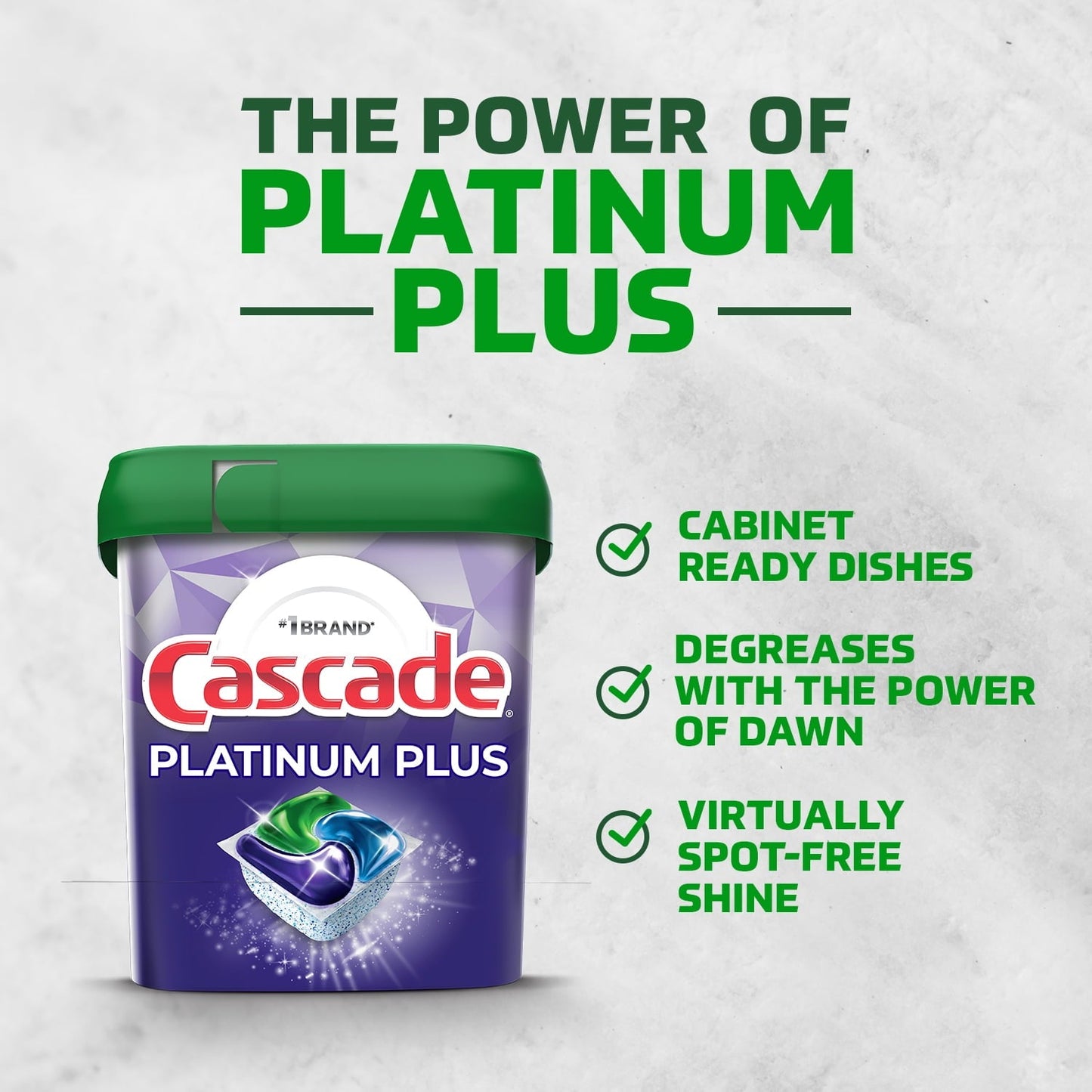 Cascade Platinum Plus Dishwasher Detergent Pacs, Mountain Scent, 62 Count