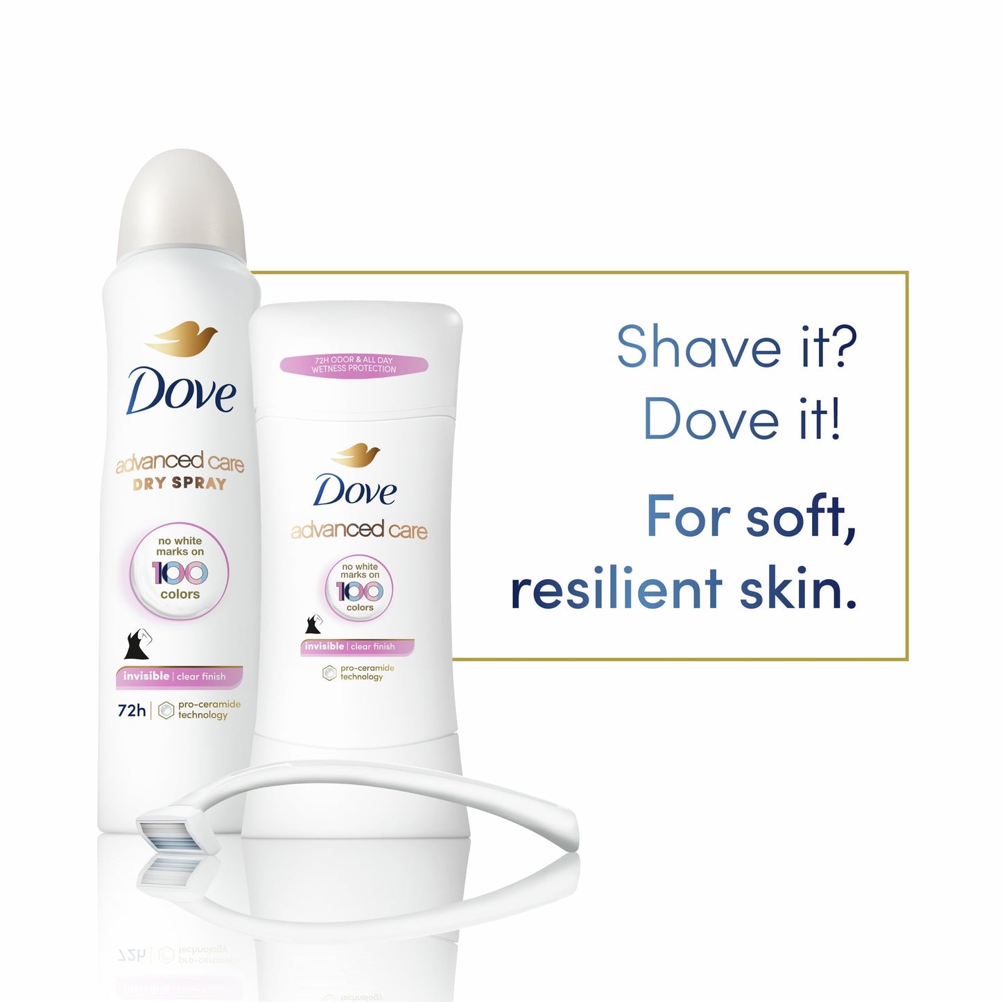 Dove Advanced Care Long Lasting Women's Antiperspirant Deodorant Stick, Clear Finish, 2.6 oz