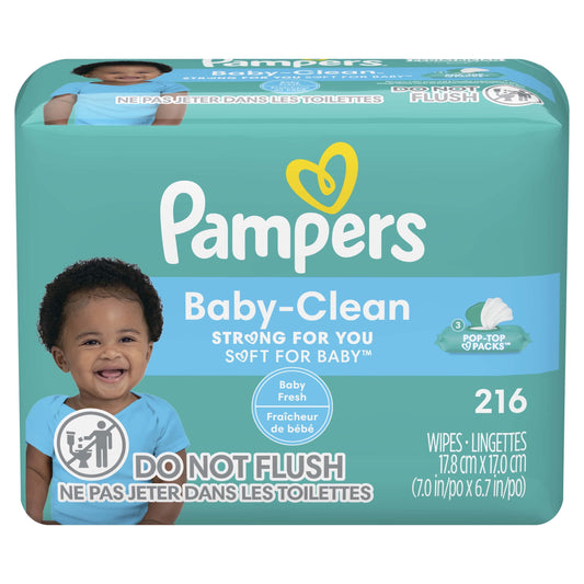 Pampers Baby Fresh Baby Wipes 3X Flip-Top Packs 216 Wipes