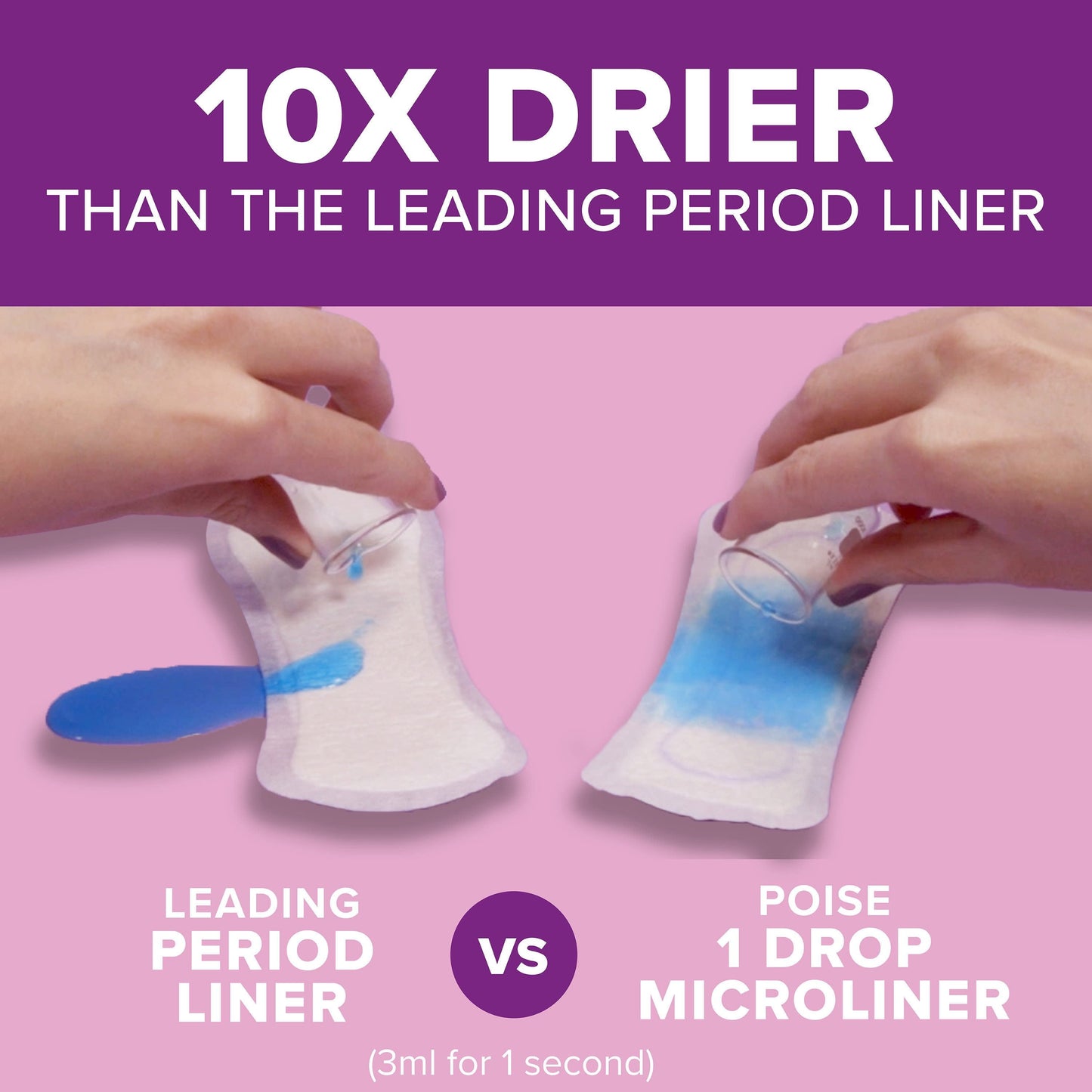 Poise Daily Microliners, Incontinence Panty Liners, 1 Drop, Lightest Absorbency, Long, 50Ct