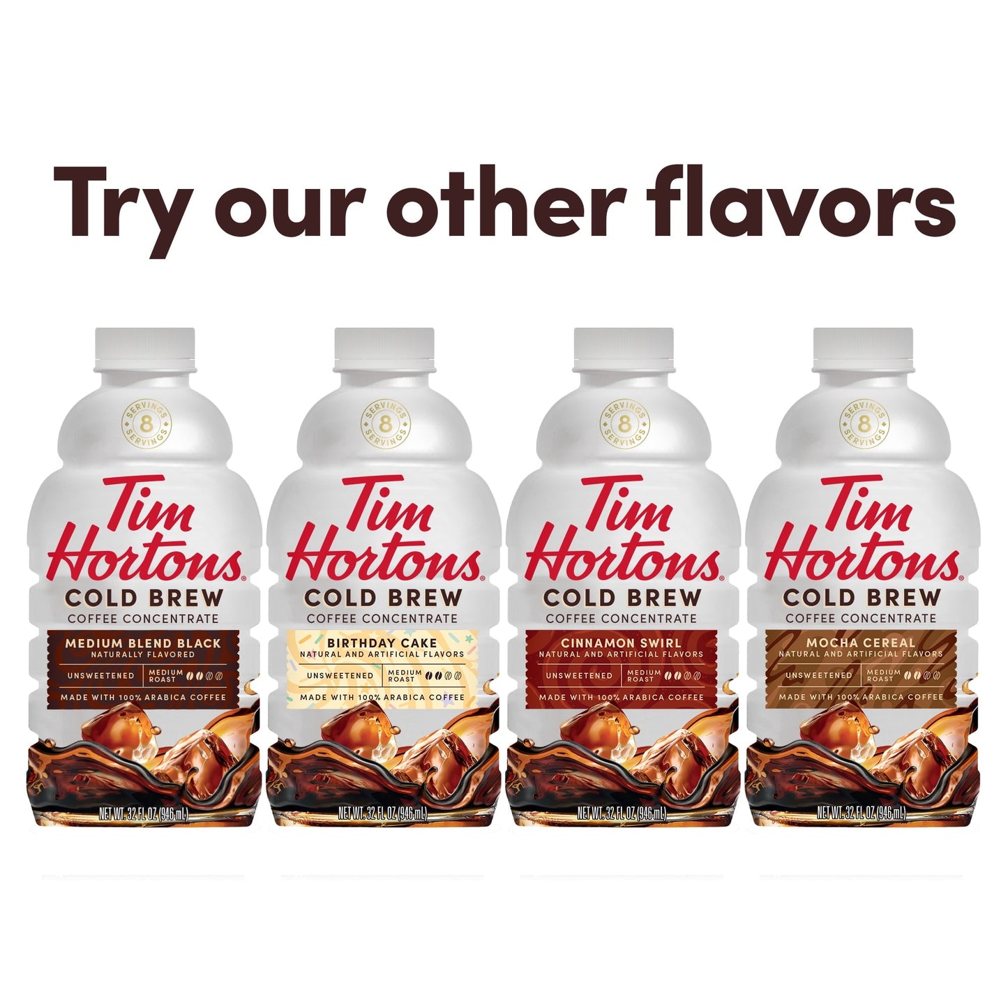 Tim Hortons Mocha Cereal Cold Brew Coffee Concentrate, 100% Arabica Medium Roast, 32 oz