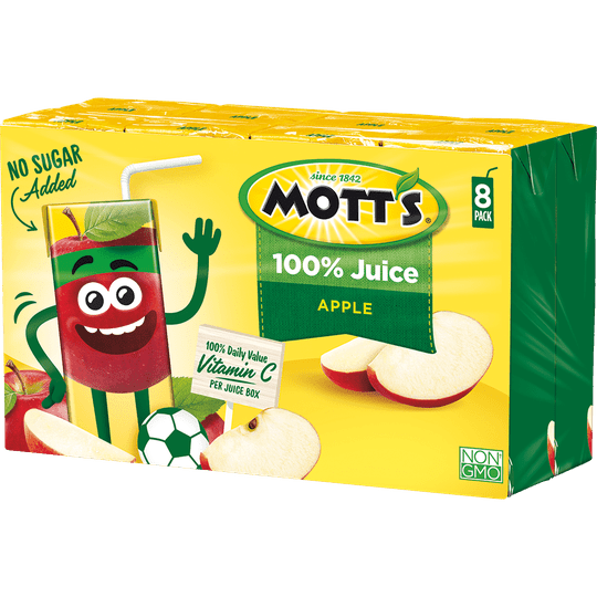 Mott's 100% Juice Original Apple Juice, 6.75 fl oz, 8 Count Boxes