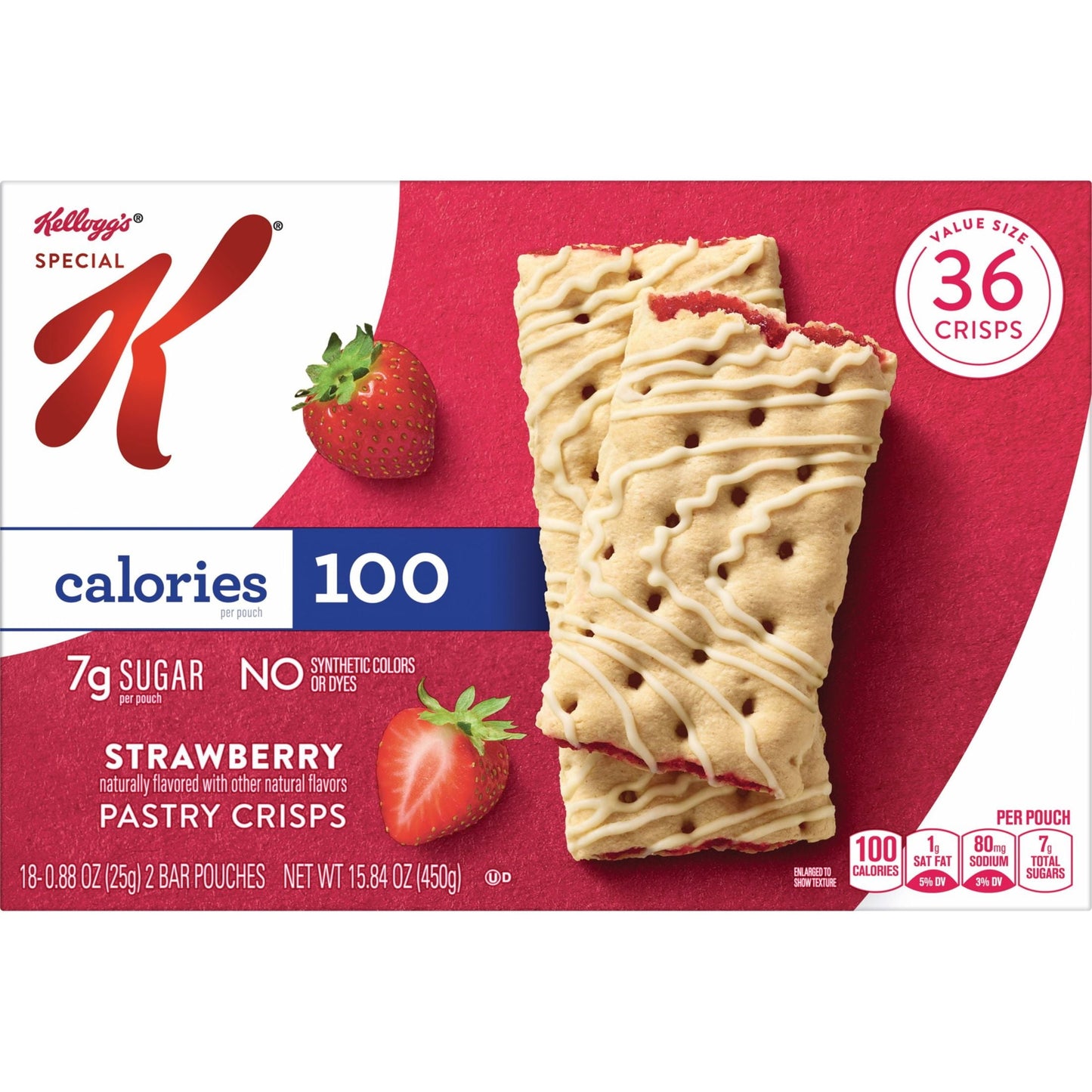 Kellogg's Special K Strawberry Chewy Pastry Crisps, Ready-to-Eat, 15.84 oz, 36 Count