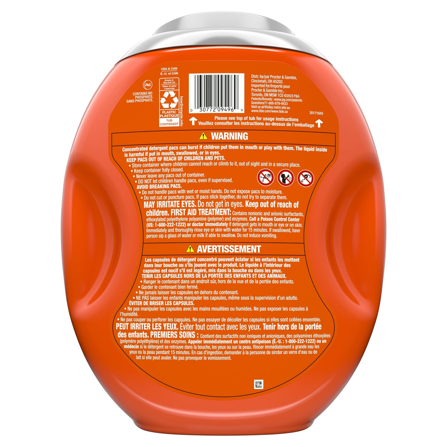 Tide Power Pods Laundry Detergent Soap Packs with Ultra Oxi, 45 Ct