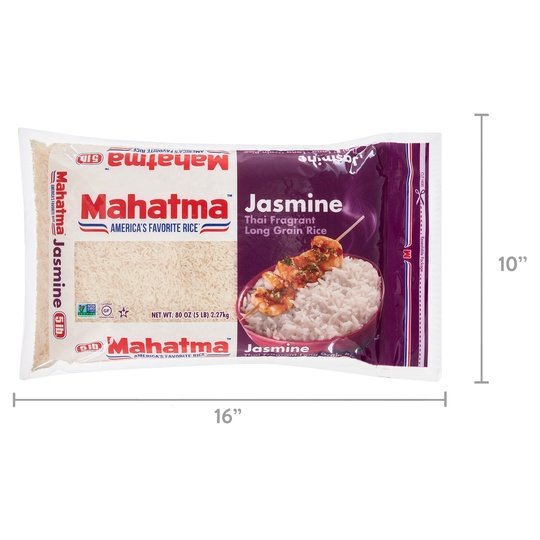 Mahatma Jasmine White Rice, Thai Fragrant Long Grain Rice, 5 lb Bag