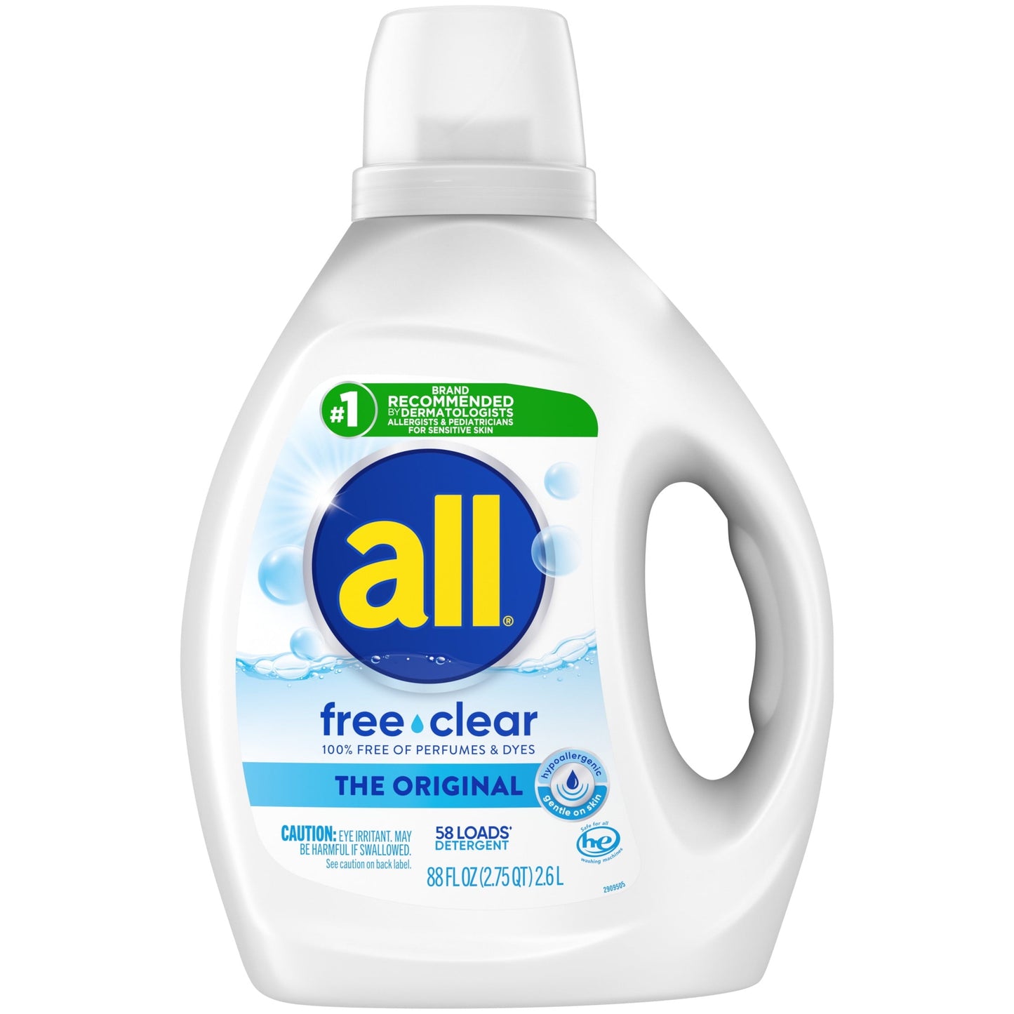 all Liquid Laundry Detergent, Free Clear for Sensitive Skin, 88 Fluid Ounces, 58 Loads