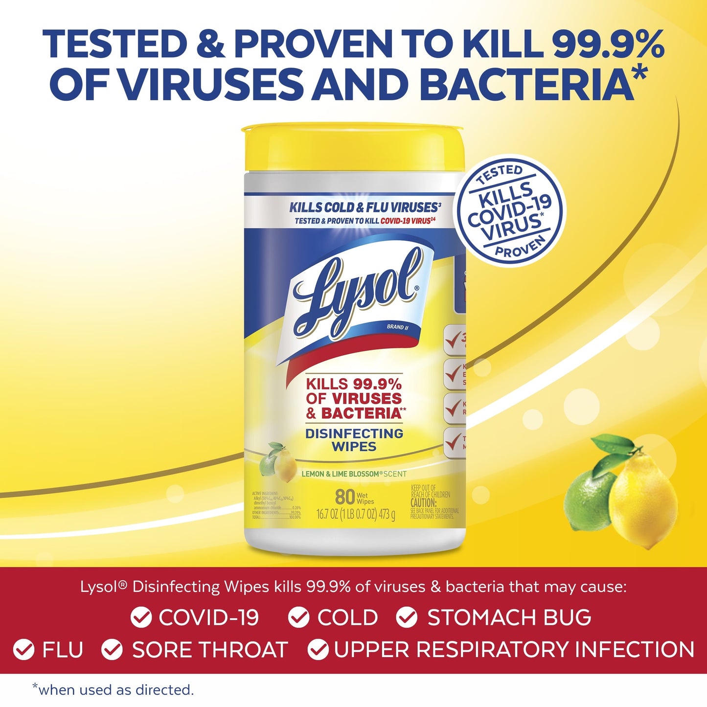 Lysol Disinfectant Wipes, Multi-Surface Antibacterial Cleaning Wipes, For Disinfecting and Cleaning, Lemon and Lime  Blossom, 240 Count (Pack of 3)