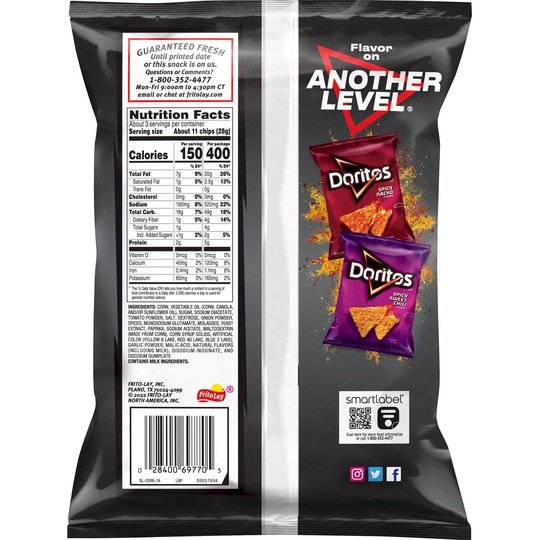 Doritos Sweet & Tangy Barbeque Tortilla Snack Chips, 2.75 oz Bag