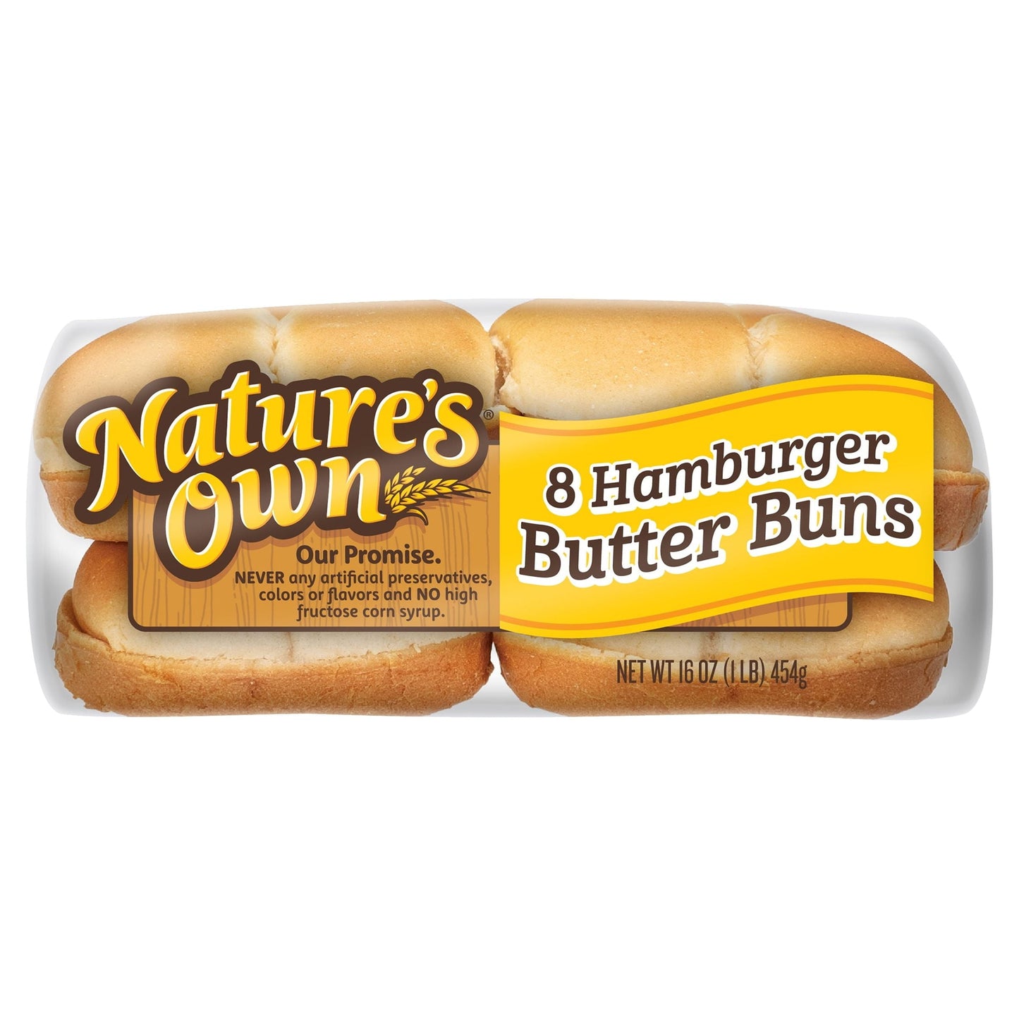 Nature's Own White Hamburger Butter Buns, 16 oz, 8 Count