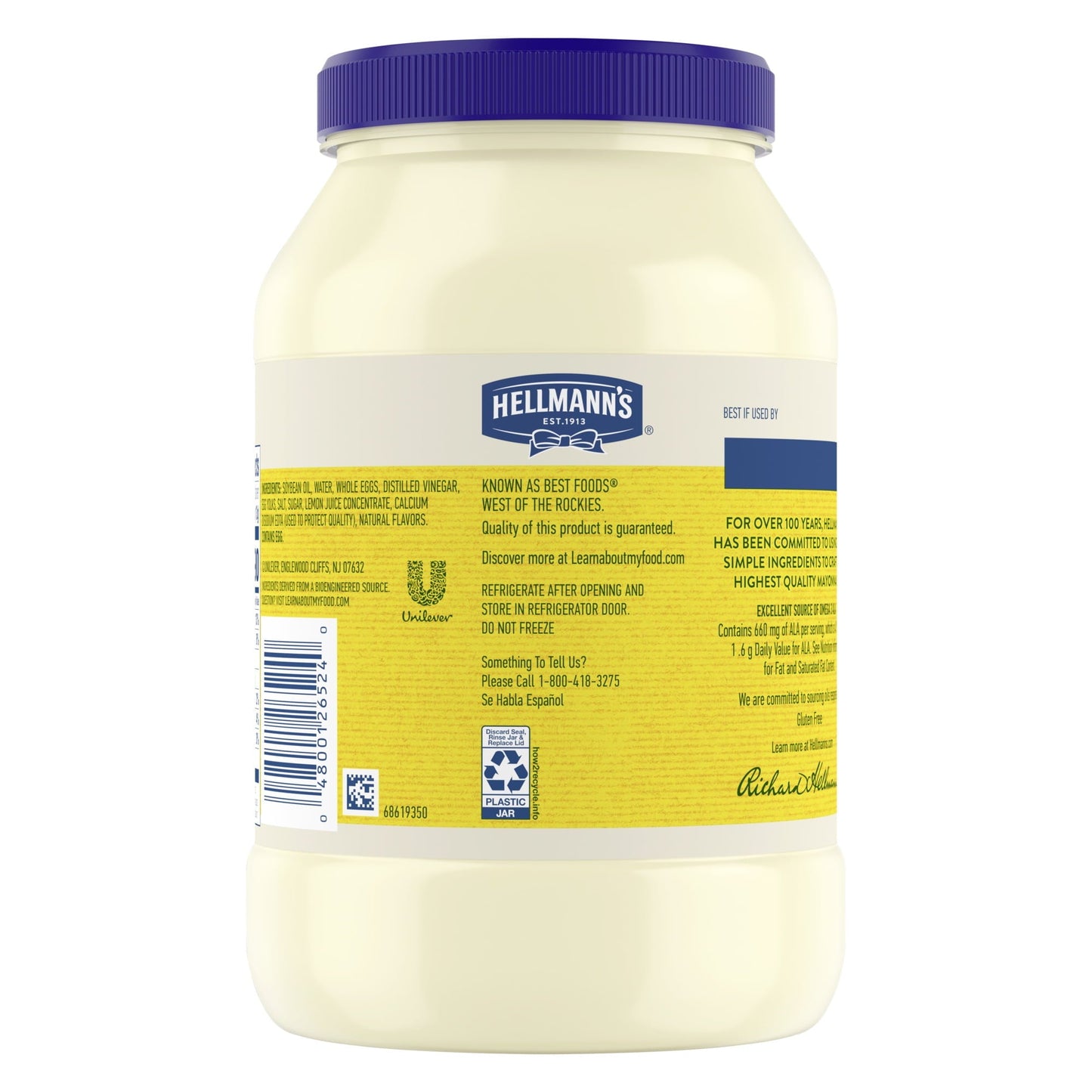 Hellmann's Made with Cage Free Eggs Real Mayonnaise, 48 fl oz Jar