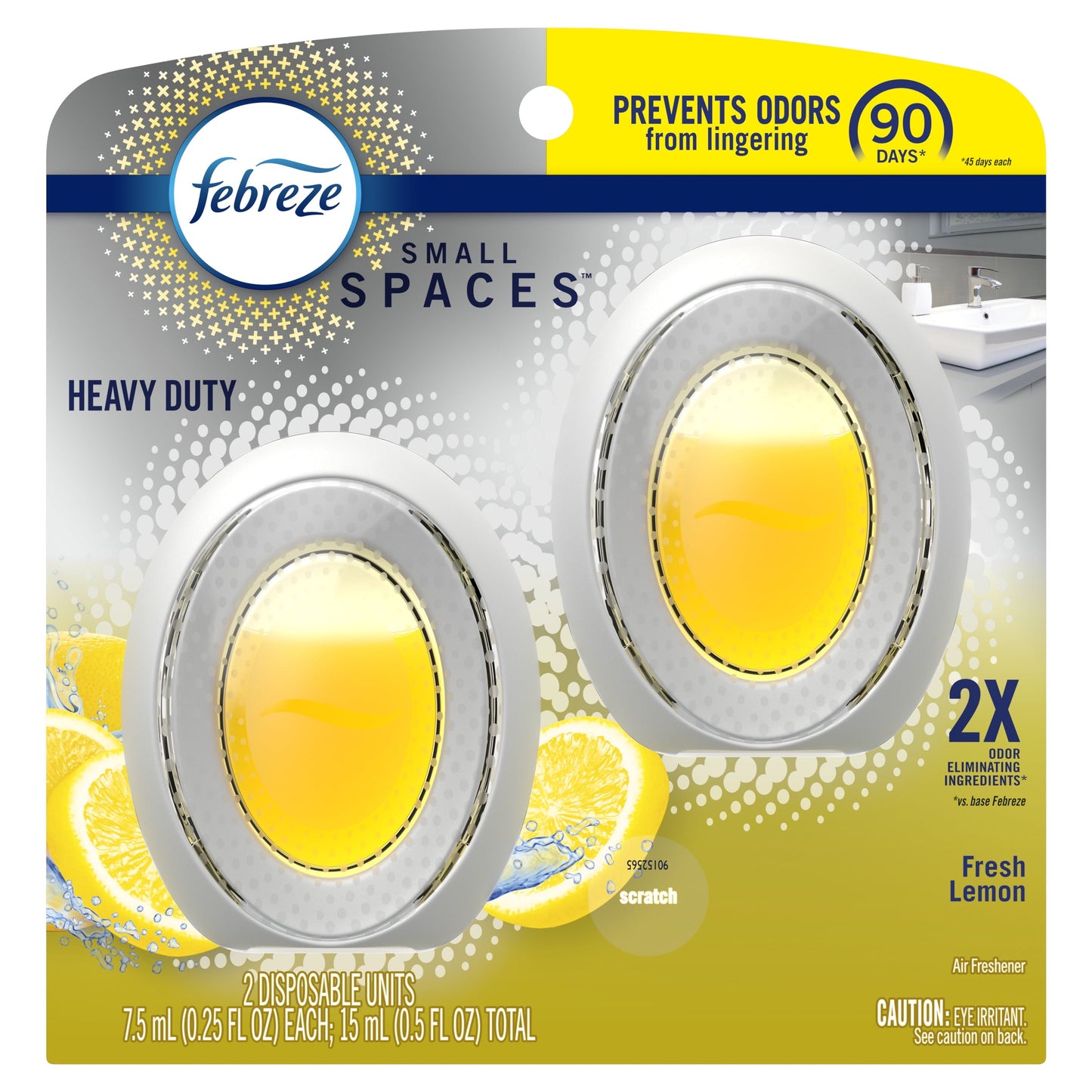 Febreze Small Spaces Air Freshener Heavy Duty Fresh Lemon, .25 fl. oz., Pack of 2
