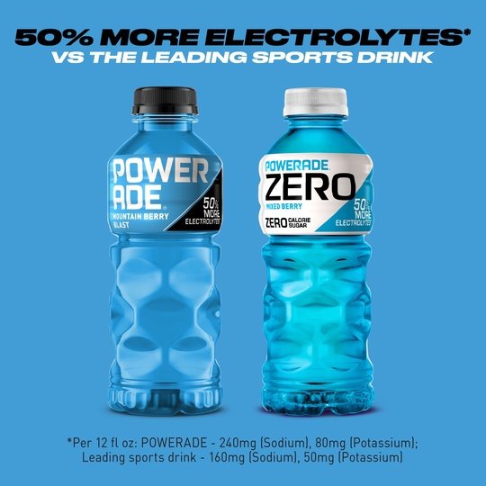 POWERADE Electrolyte Enhanced Mountain Berry Blast Sport Drink, 20 fl oz, 8 Count Bottles