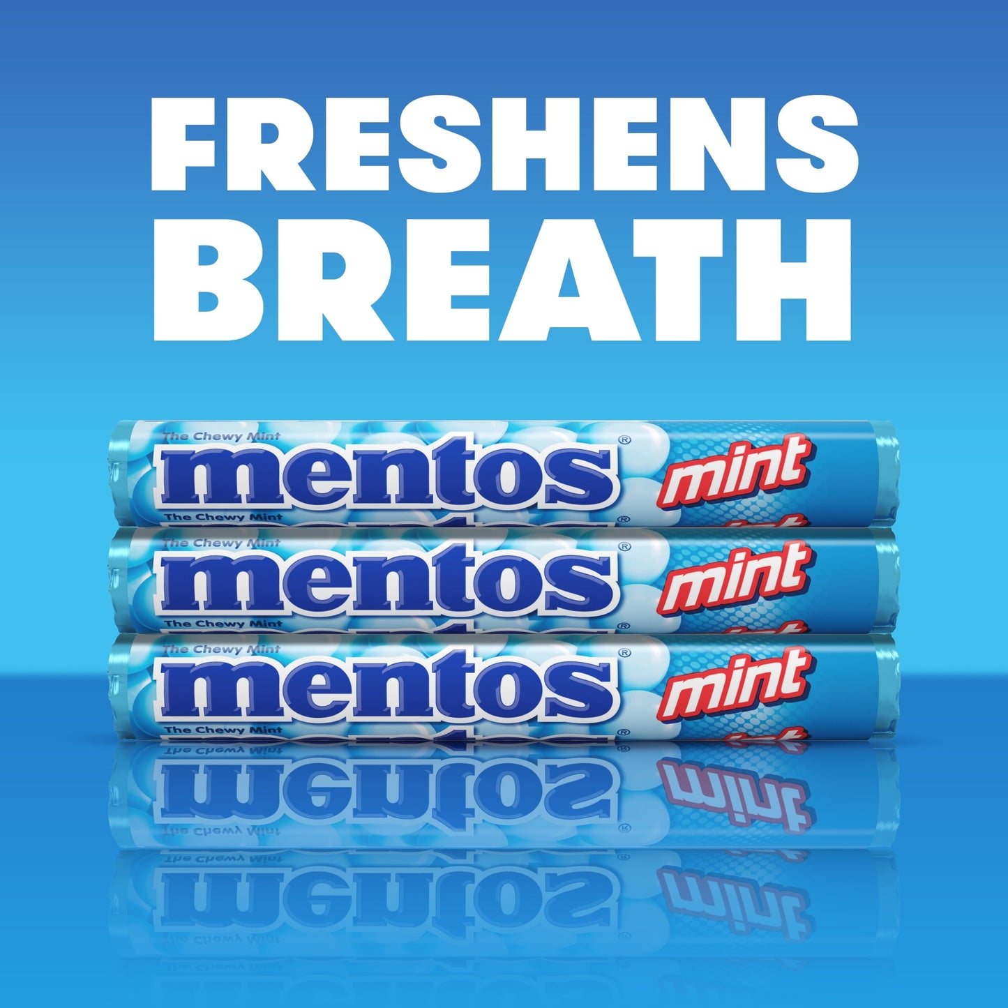 Mentos Chewy Mint Candy Roll, Fresh Mint Flavor, Peanut and Tree Nut Free, Regular Size, 1.32 oz