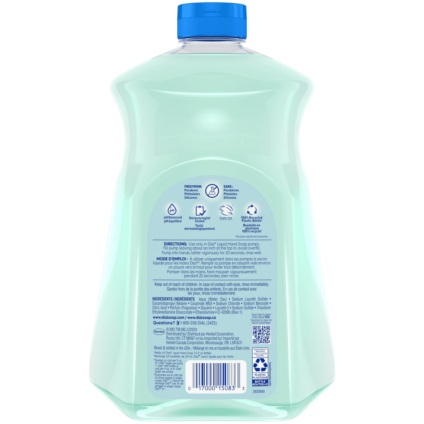 Dial Liquid Hand Soap Refill, Coconut Water & Mango, 52 fl oz