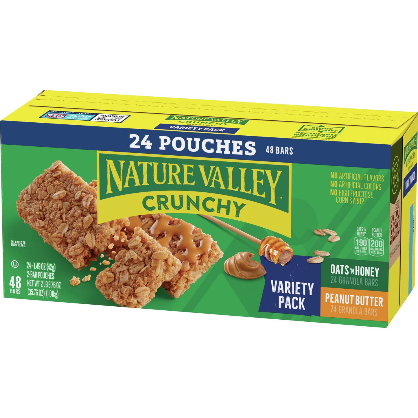 Nature Valley Crunchy Granola Bars, Variety Pack, 48 Bars, 35.76 OZ (24 Pouches)