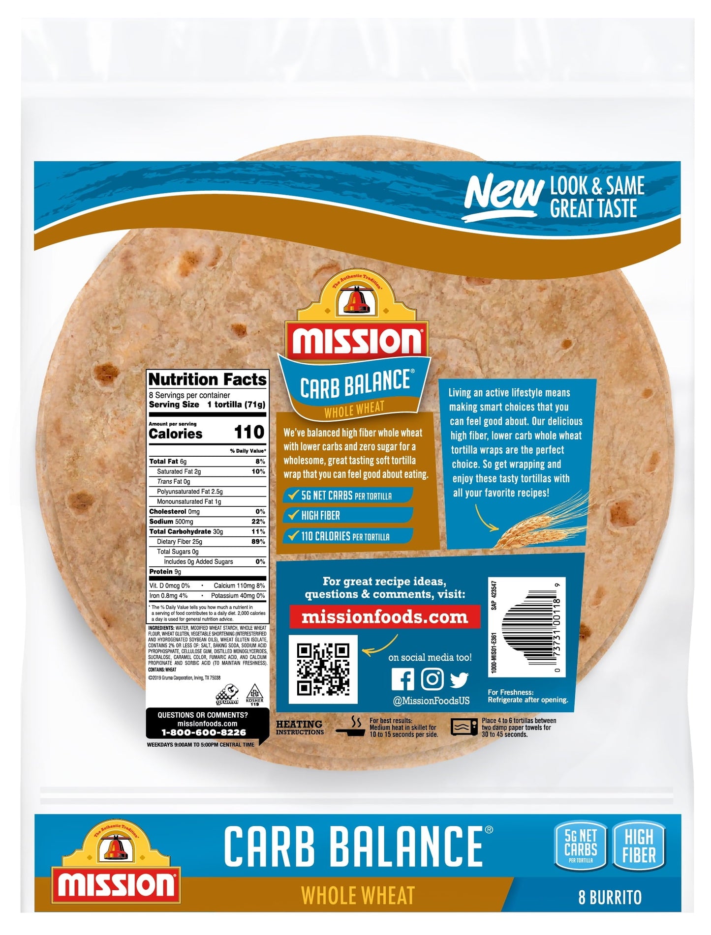 Mission Carb Balance Burrito Whole Wheat Tortillas, 8 Count