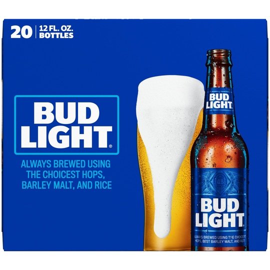 Bud Light Beer, 20 Pack Lager Beer, 12 fl oz Glass Bottles, 4.2 % ABV, Domestic