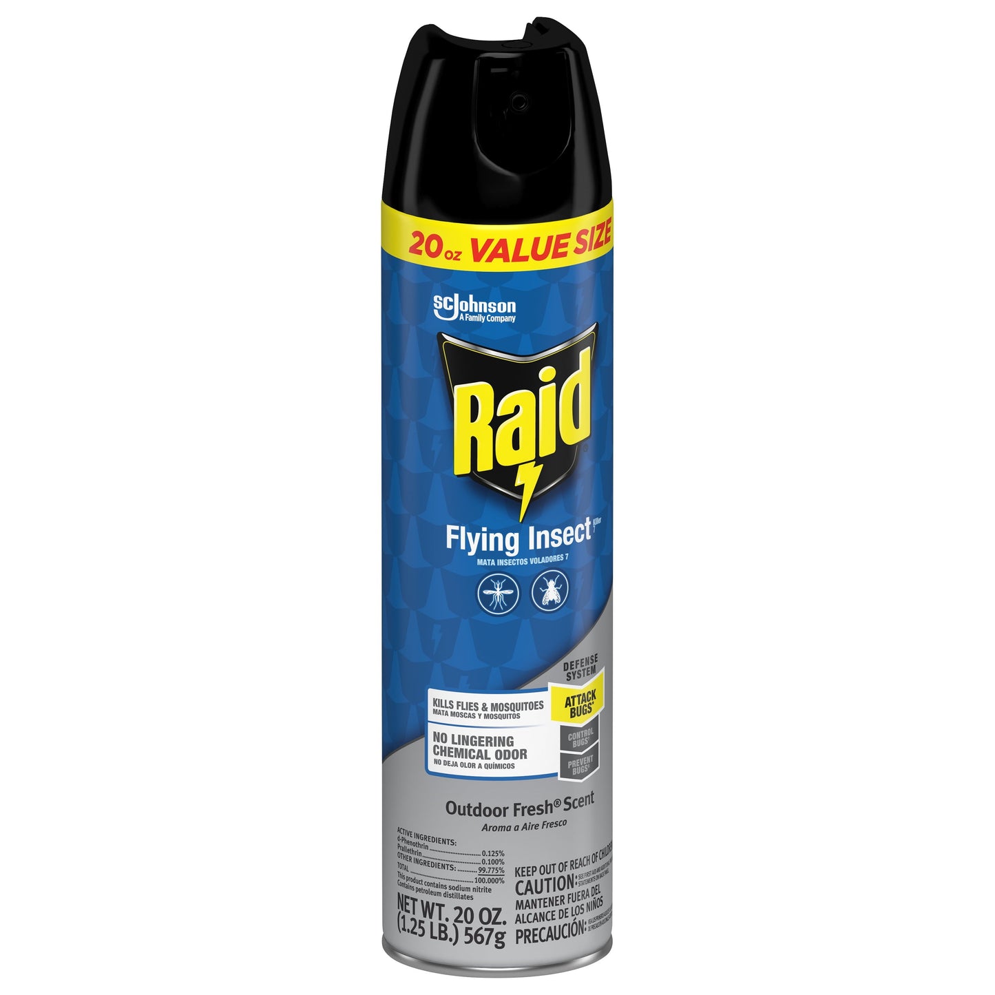 Raid Outdoor Defense System Flying Insect Killer Spray Value Size, 20 oz