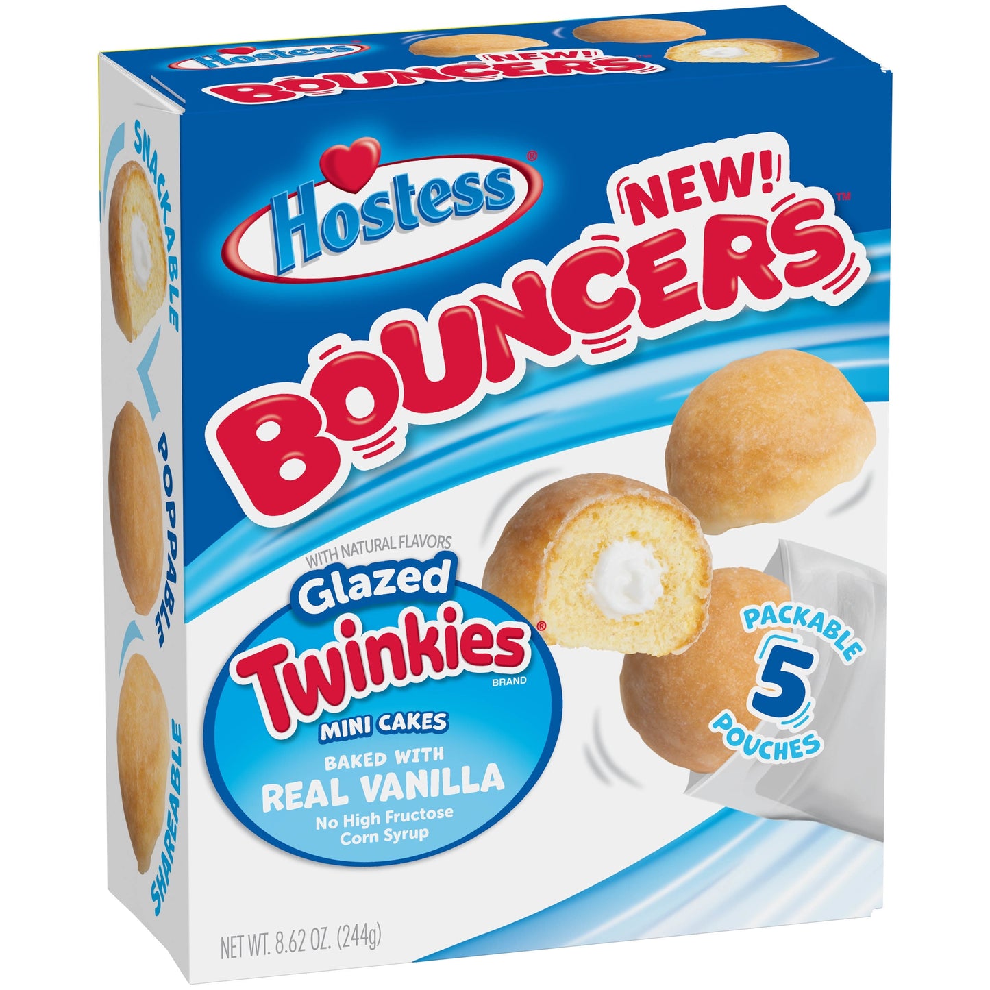 HOSTESS BOUNCERS Glazed TWINKIES Mini Cakes, Packable Pouches ? 8.62 oz, 5 Pouches