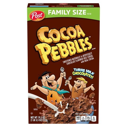 Post Cocoa PEBBLES Cereal, Chocolatey Kids Cereal, Gluten Free, 19.5 OZ Family Size Box