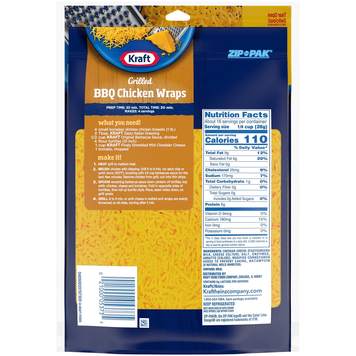 Kraft Mild Cheddar Finely Shredded Cheese, 16 oz Bag